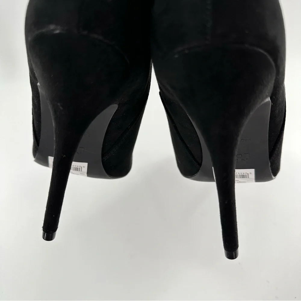 New look womens pointy toe ankle boots size 40 black faux suede stilettos